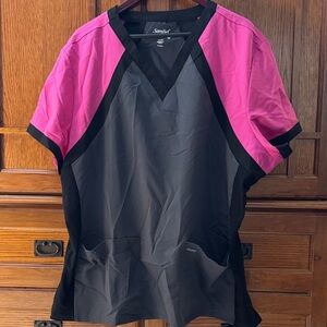 EUC Sanibel Scrubs Women's Pink and Black V-Neck Scrub Top 3xl